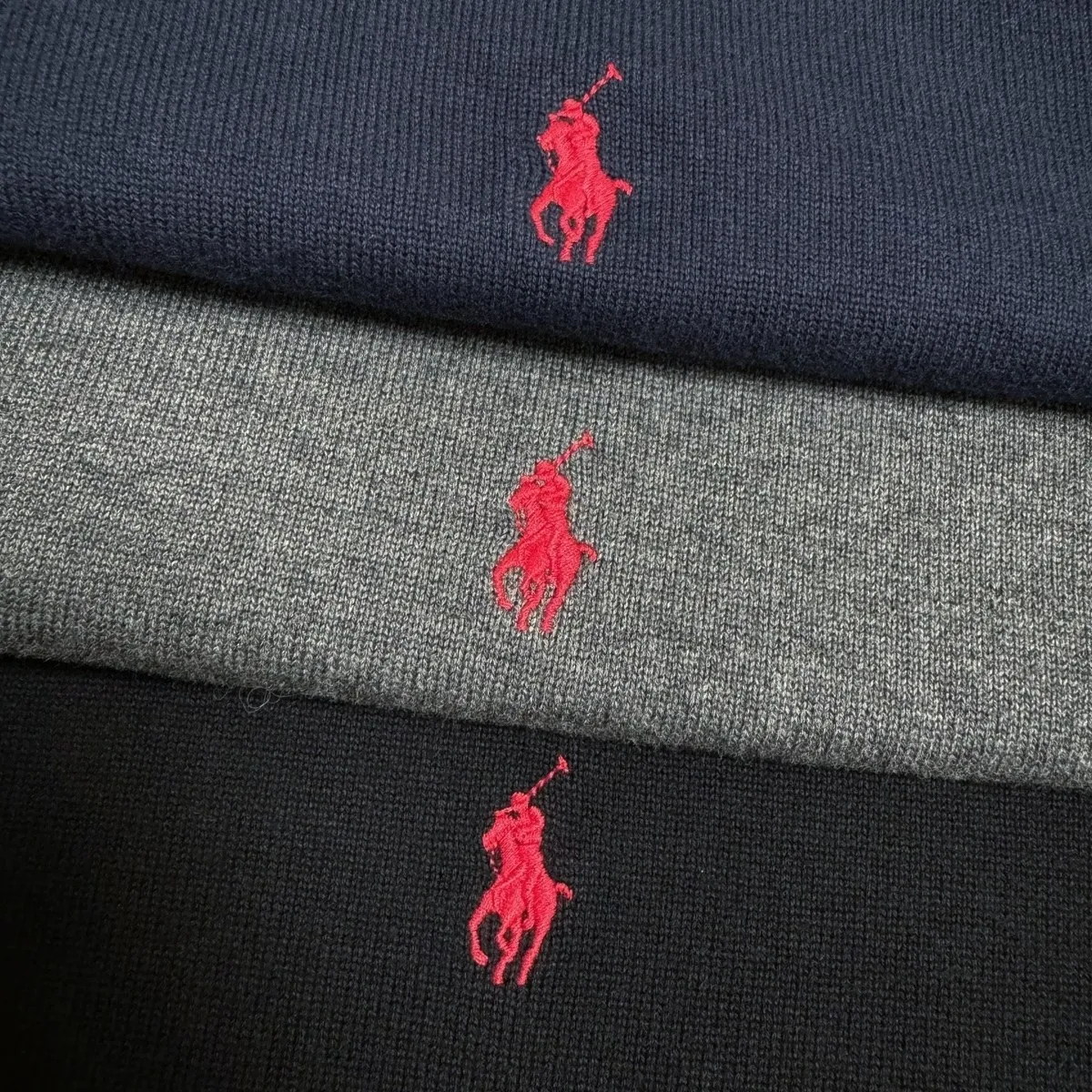 P220 M401#Ralph Lauren pony embroidered zipper sweater Color: black royal blue dark gray Size: M-XXL
